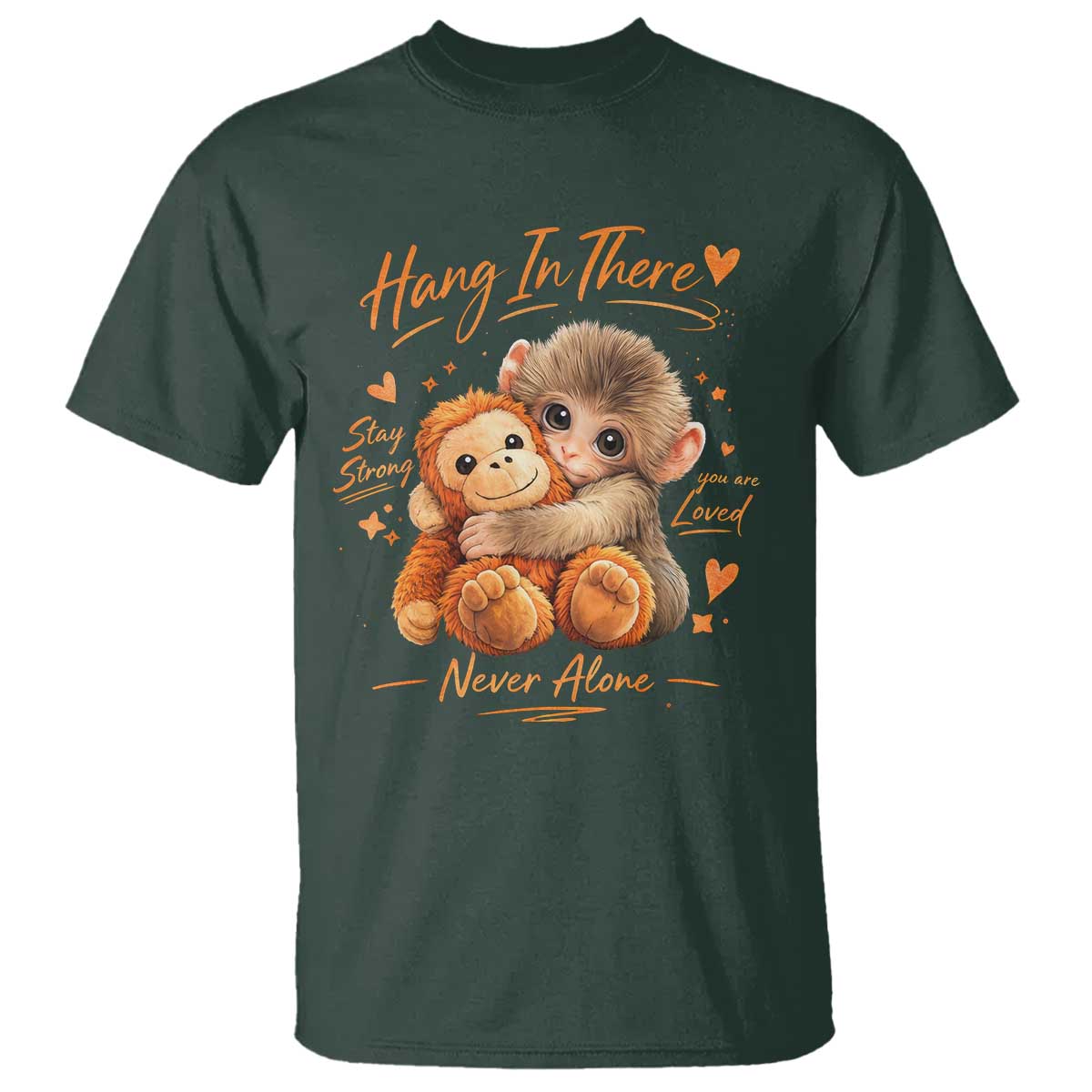 Cute Baby Monkey Punch T Shirt Adorable Emotional Graphic Little Punch TS10 Dark Forest Green Print Your Wear