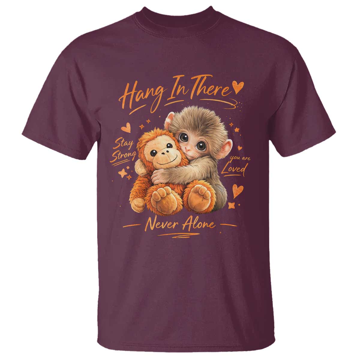 Cute Baby Monkey Punch T Shirt Adorable Emotional Graphic Little Punch TS10 Maroon Print Your Wear