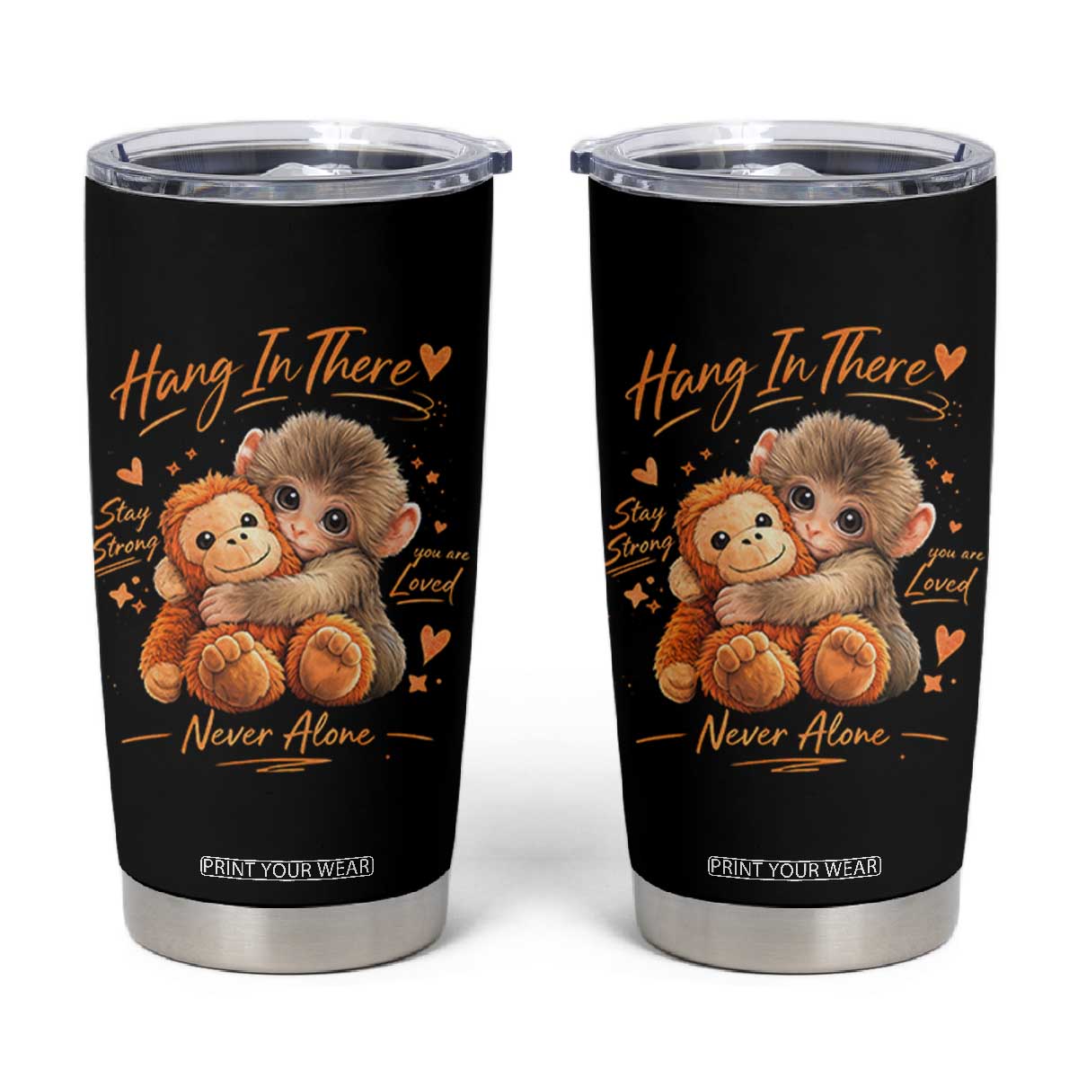 Cute Baby Monkey Punch Tumbler Cup Adorable Emotional Graphic Little Punch TS10 Black Print Your Wear