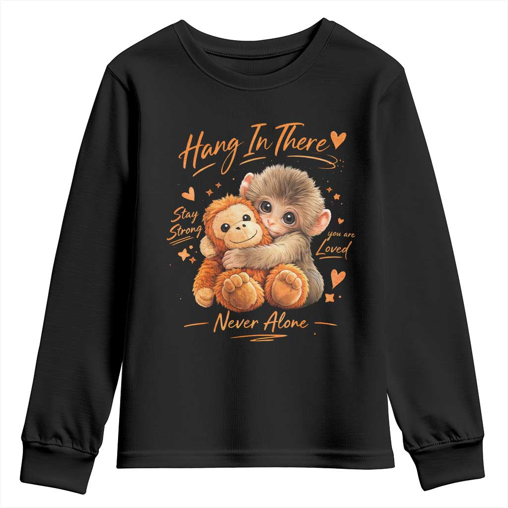 Cute Baby Monkey Punch Youth Sweatshirt Adorable Emotional Graphic Little Punch TS10 Black Print Your Wear