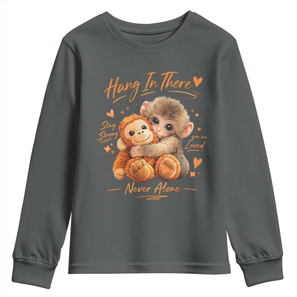 Cute Baby Monkey Punch Youth Sweatshirt Adorable Emotional Graphic Little Punch TS10 Dark Heather Print Your Wear