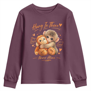Cute Baby Monkey Punch Youth Sweatshirt Adorable Emotional Graphic Little Punch TS10 Maroon Print Your Wear