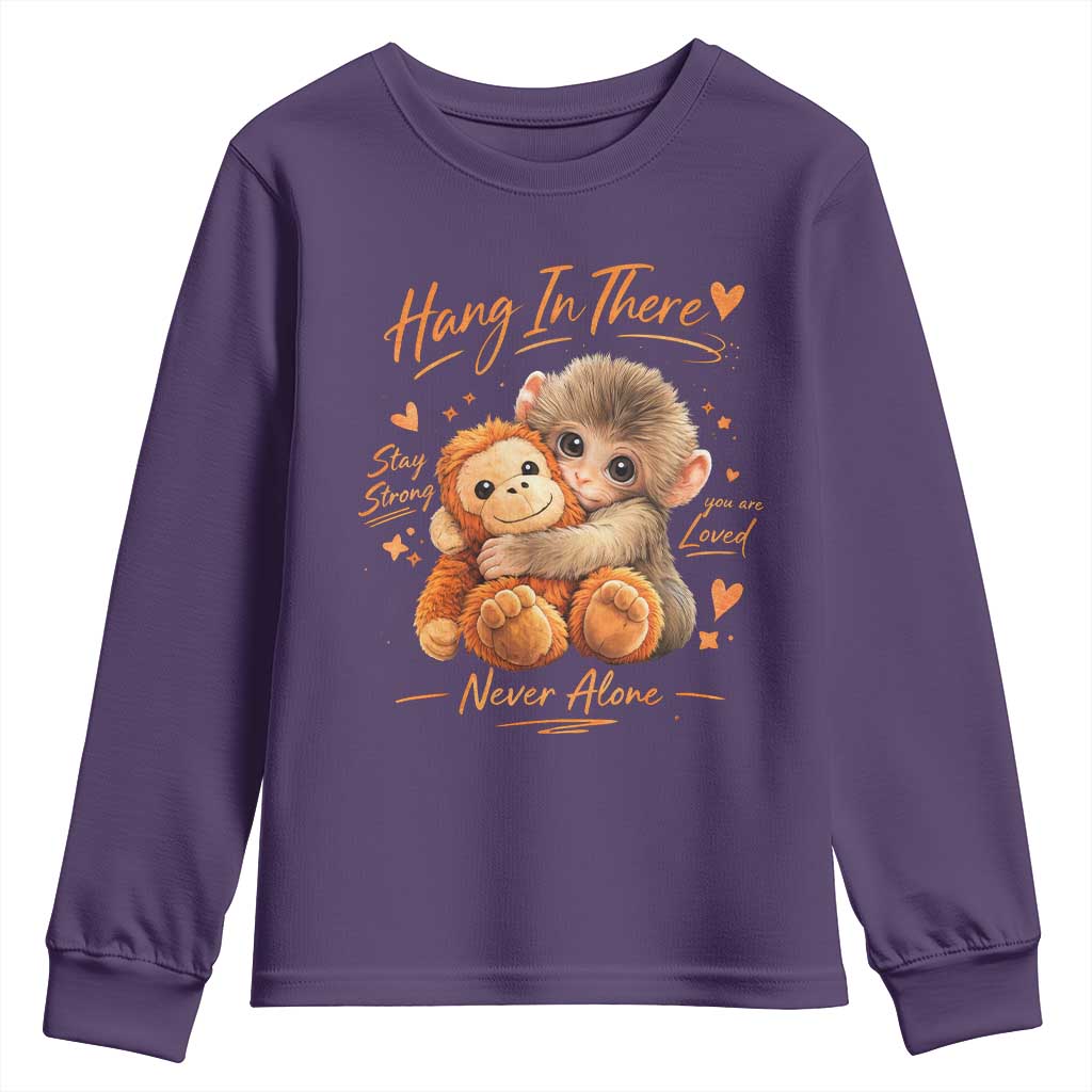 Cute Baby Monkey Punch Youth Sweatshirt Adorable Emotional Graphic Little Punch TS10 Purple Print Your Wear
