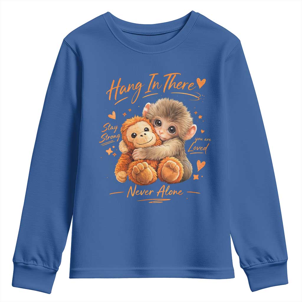 Cute Baby Monkey Punch Youth Sweatshirt Adorable Emotional Graphic Little Punch TS10 Royal Blue Print Your Wear