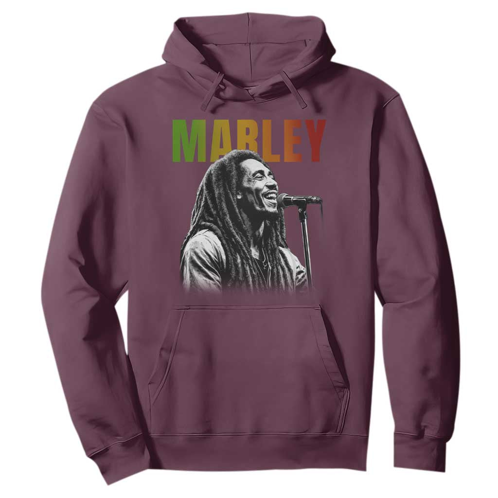 Vintage Marley Hoodie Rastaman Jamaica Jamaican Rasta Reggage Music TS10 Maroon Print Your Wear