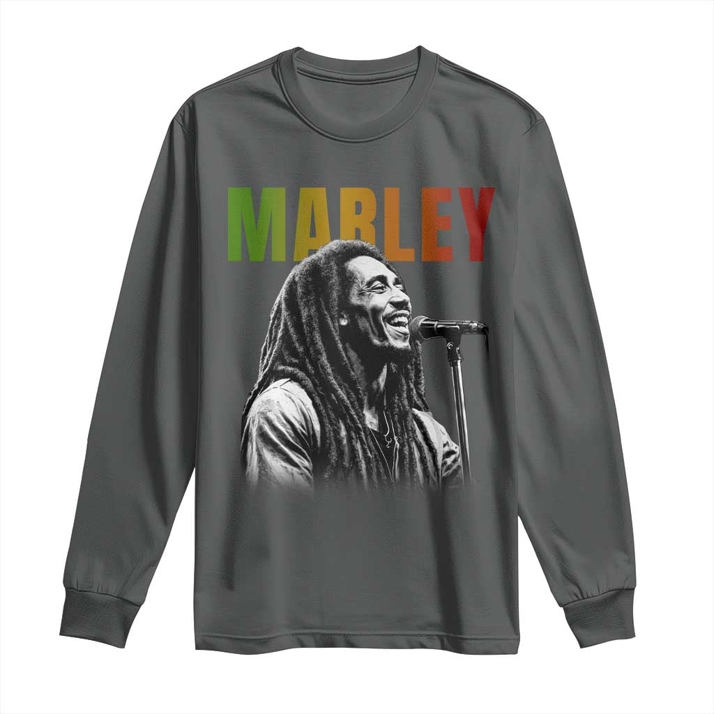 Vintage Marley Long Sleeve Shirt Rastaman Jamaica Jamaican Rasta Reggage Music TS10 Dark Heather Print Your Wear