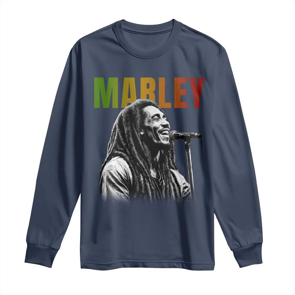 Vintage Marley Long Sleeve Shirt Rastaman Jamaica Jamaican Rasta Reggage Music TS10 Navy Print Your Wear