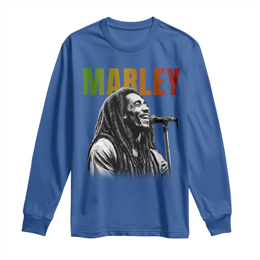 Vintage Marley Long Sleeve Shirt Rastaman Jamaica Jamaican Rasta Reggage Music TS10 Royal Blue Print Your Wear