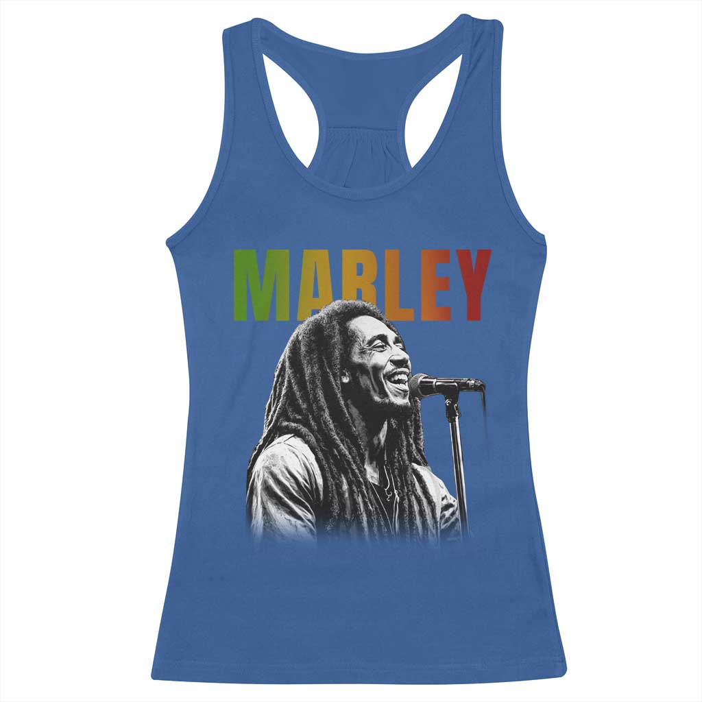 Vintage Marley Racerback Tank Top Rastaman Jamaica Jamaican Rasta Reggage Music TS10 Royal Blue Print Your Wear