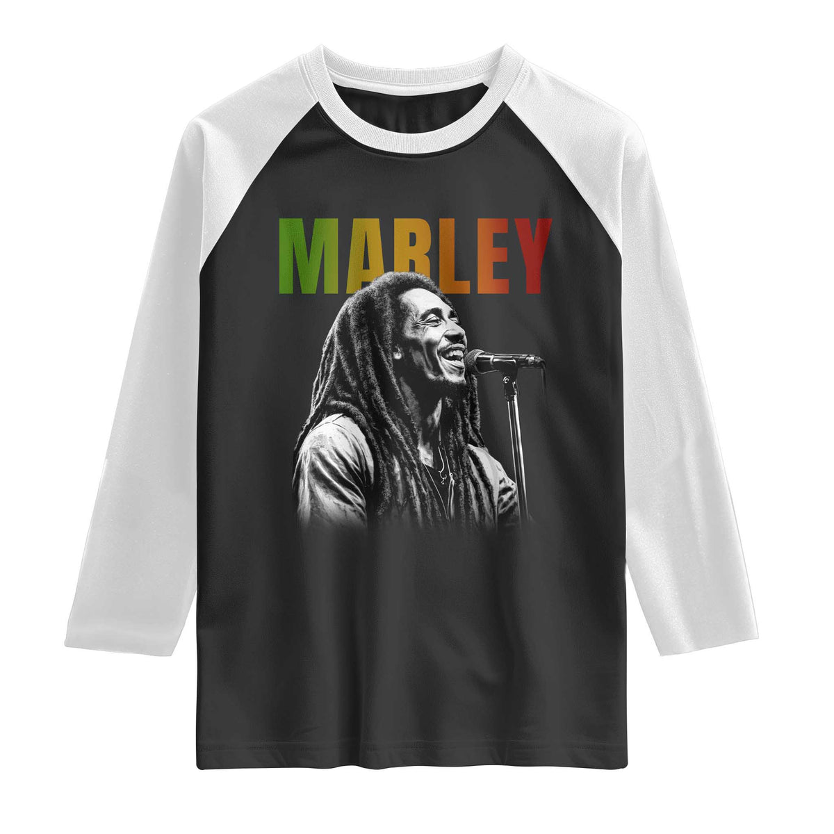 Vintage Marley Raglan Shirt Rastaman Jamaica Jamaican Rasta Reggage Music TS10 Black White Print Your Wear