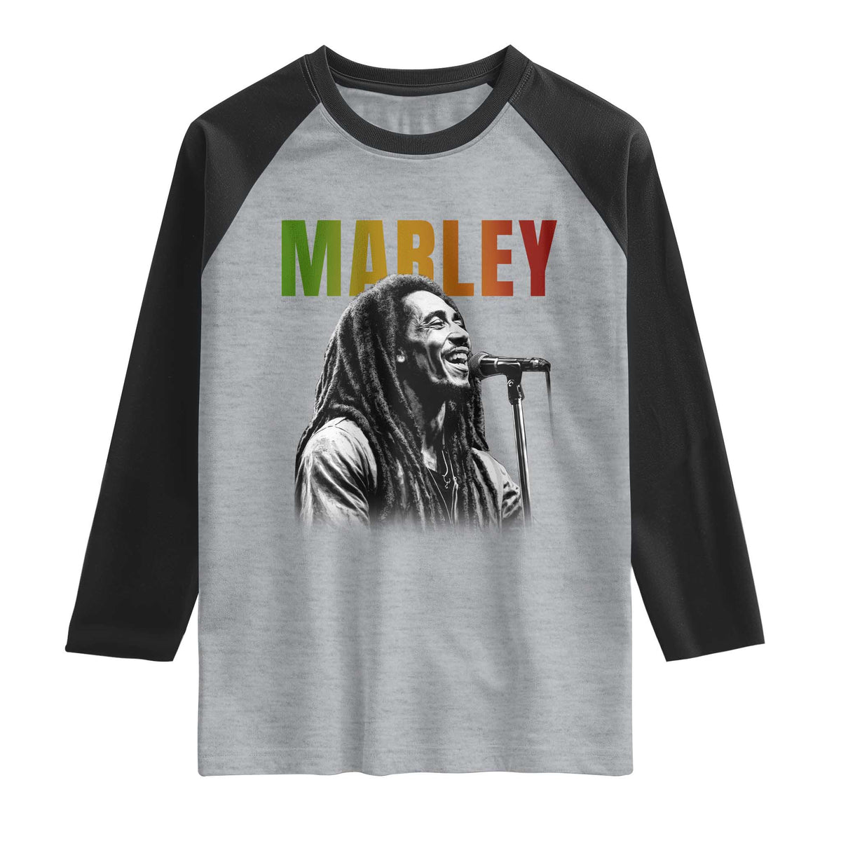 Vintage Marley Raglan Shirt Rastaman Jamaica Jamaican Rasta Reggage Music TS10 Heather Gray Black Print Your Wear