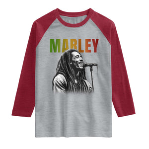 Vintage Marley Raglan Shirt Rastaman Jamaica Jamaican Rasta Reggage Music TS10 Heather Gray Heather Red Print Your Wear