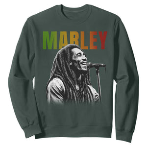 Vintage Marley Sweatshirt Rastaman Jamaica Jamaican Rasta Reggage Music TS10 Dark Forest Green Print Your Wear