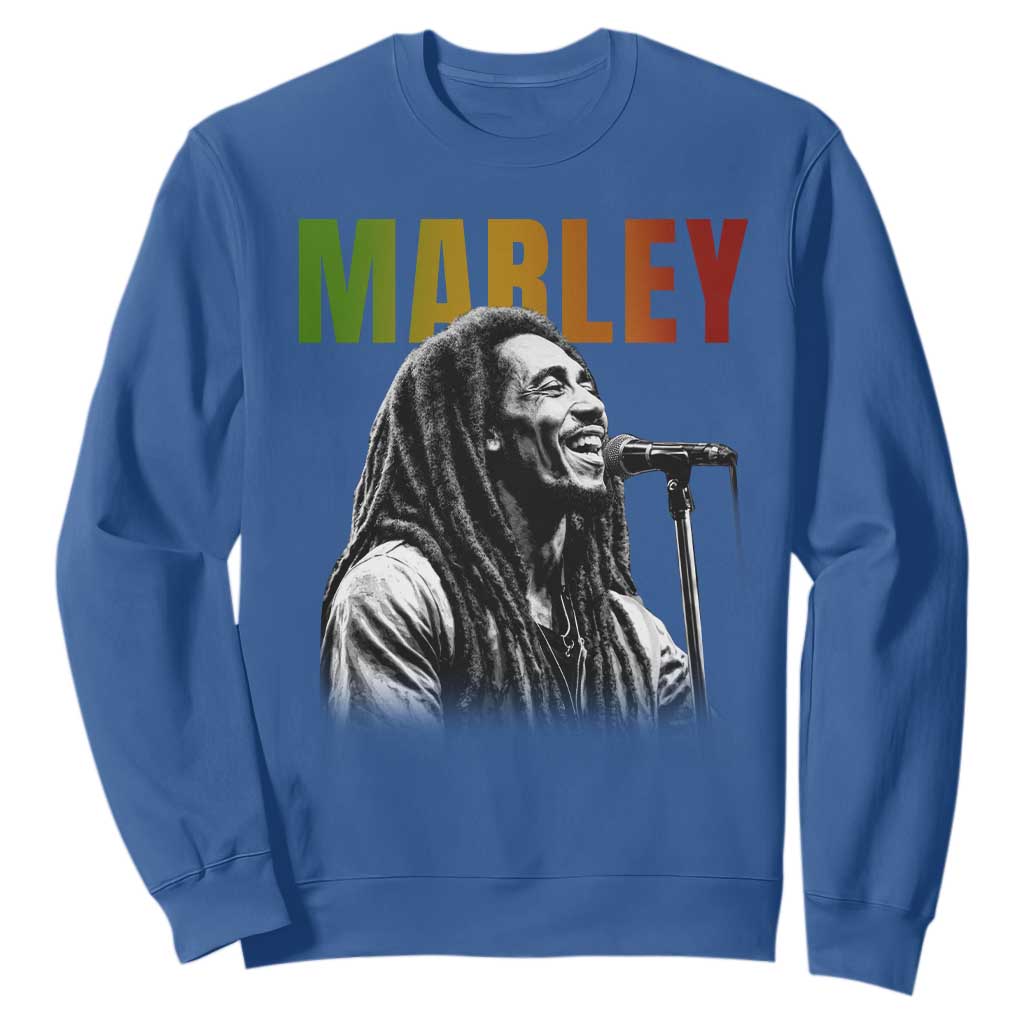 Vintage Marley Sweatshirt Rastaman Jamaica Jamaican Rasta Reggage Music TS10 Royal Blue Print Your Wear