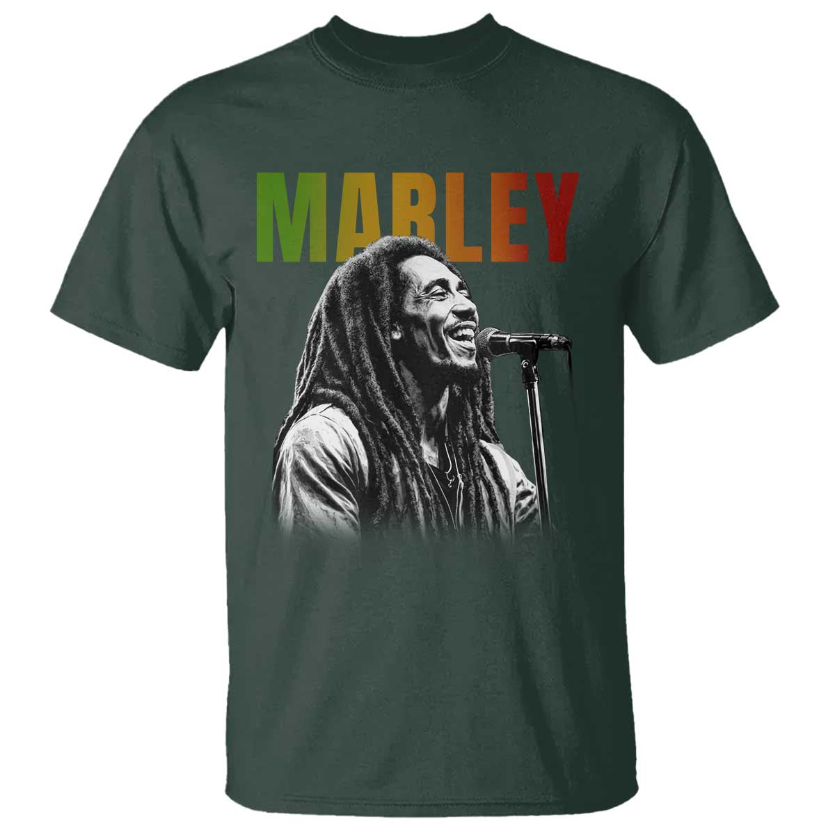 Vintage Marley T Shirt Rastaman Jamaica Jamaican Rasta Reggage Music TS10 Dark Forest Green Print Your Wear