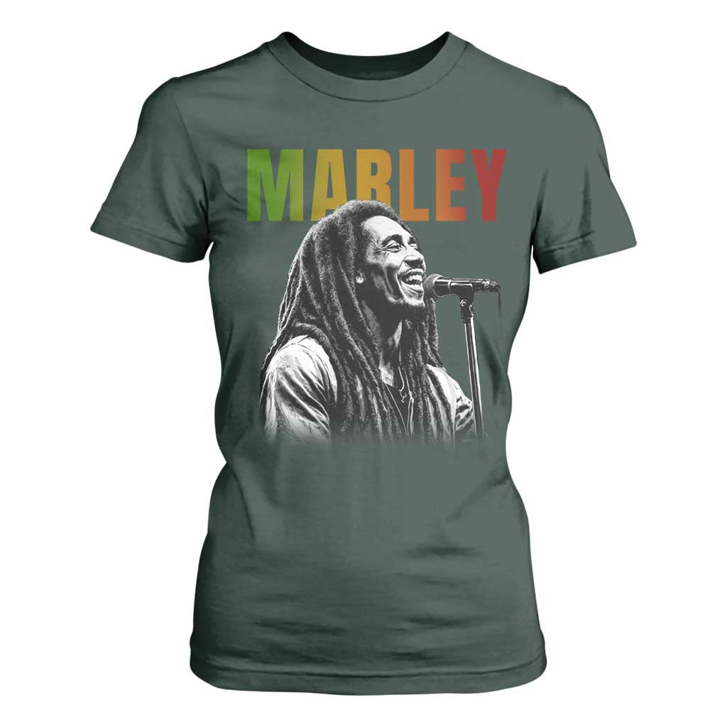 Vintage Marley T Shirt For Women Rastaman Jamaica Jamaican Rasta Reggage Music TS10 Dark Forest Green Print Your Wear