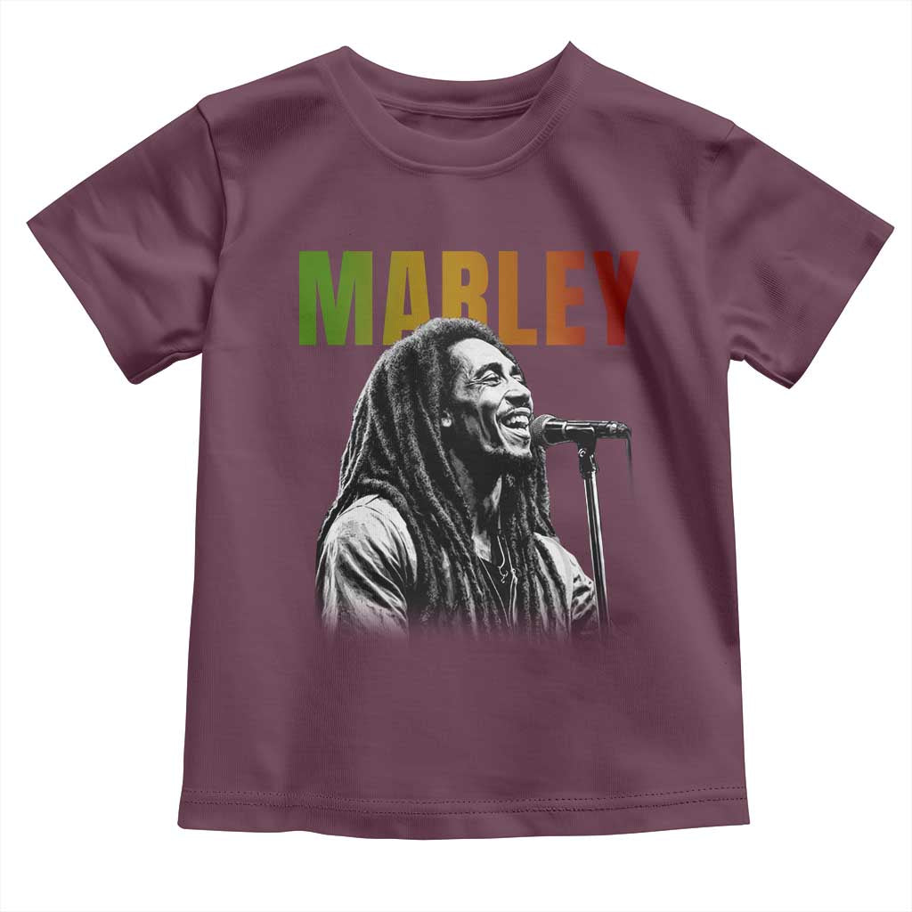 Vintage Marley Toddler T Shirt - Rastaman Jamaica - Jamaican Rasta Reggage Music TS10 Maroon Print Your Wear
