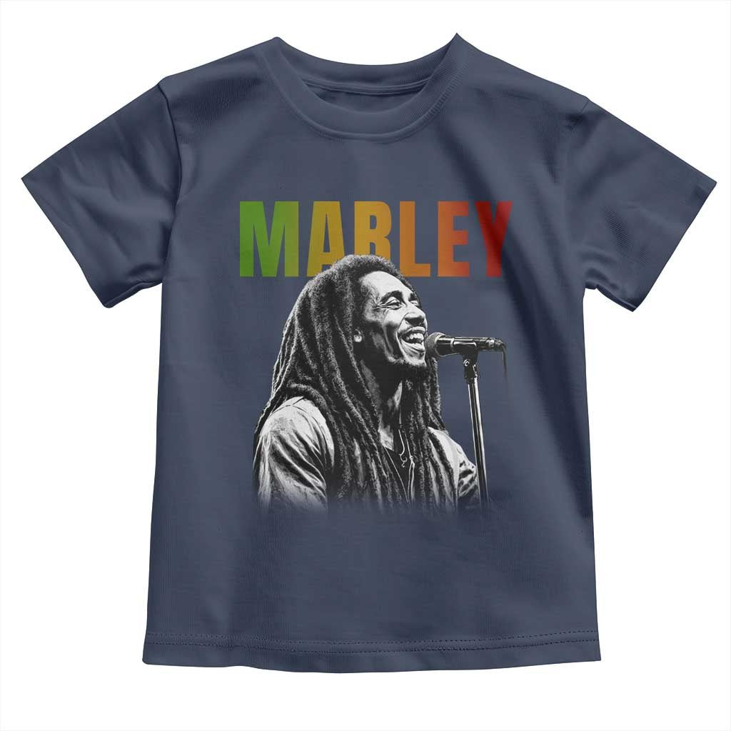 Vintage Marley Toddler T Shirt - Rastaman Jamaica - Jamaican Rasta Reggage Music TS10 Navy Print Your Wear