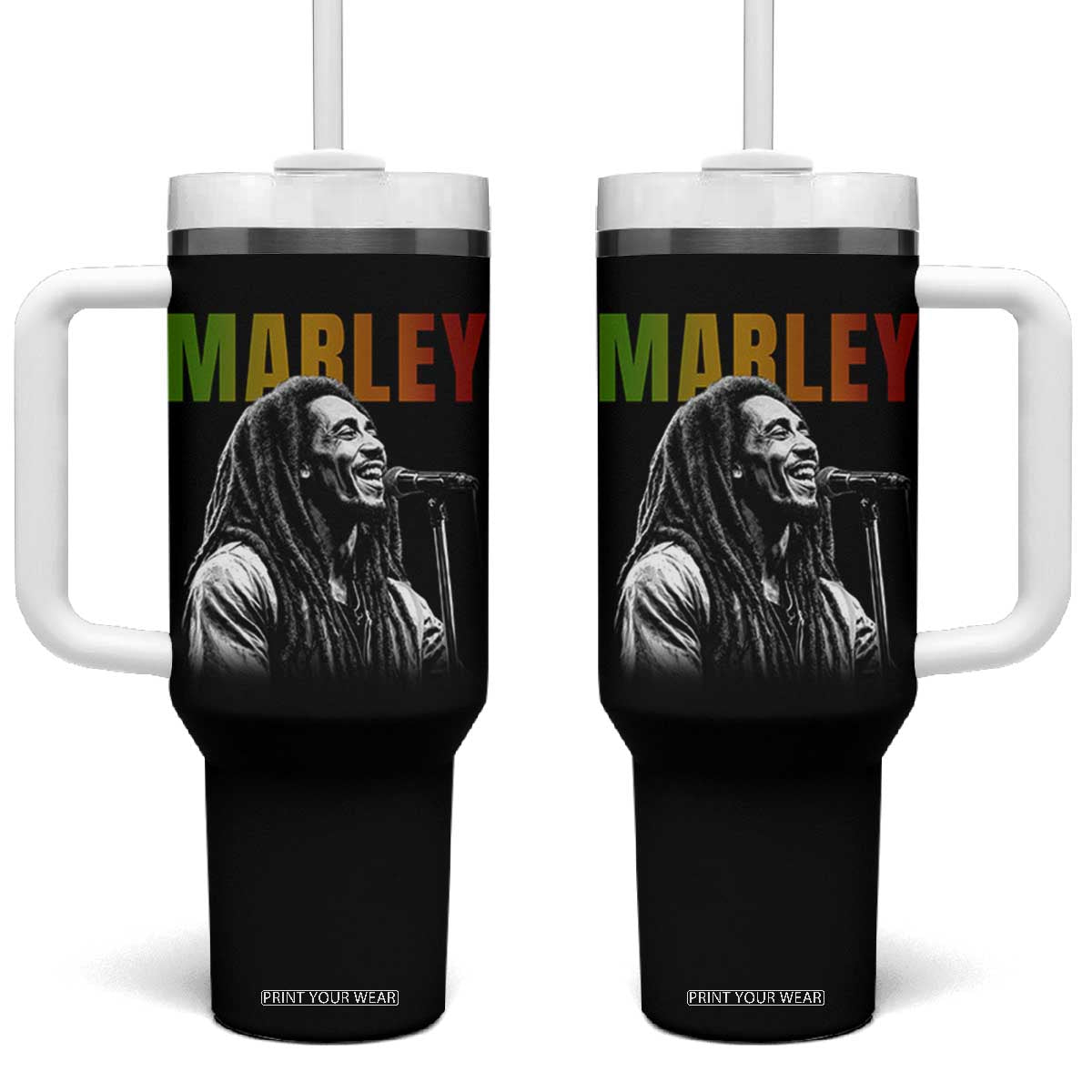 Vintage Marley Tumbler With Handle Rastaman Jamaica Jamaican Rasta Reggage Music TS10 One Size: 40 oz Black Print Your Wear