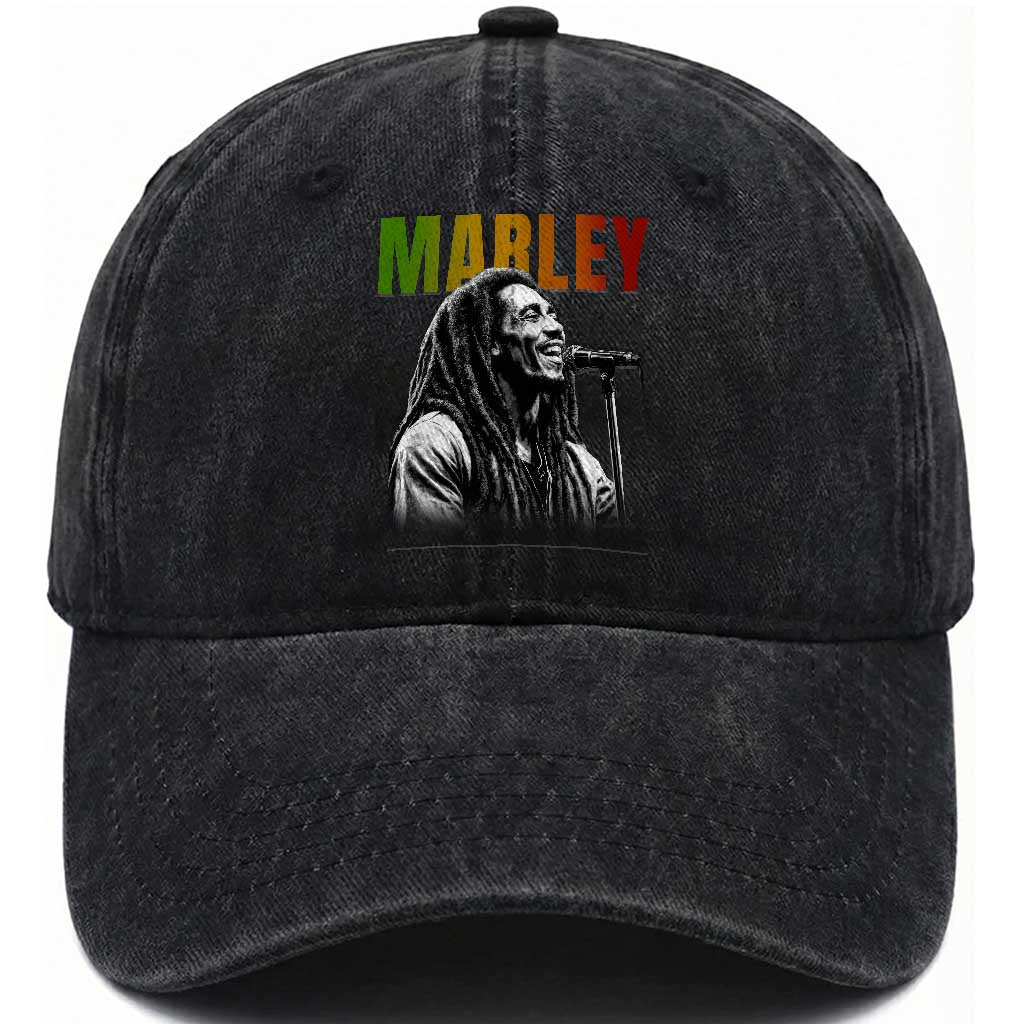 Vintage Marley Washed Cotton Baseball Cap Rastaman Jamaica Jamaican Rasta Reggage Music TS10 Washed Cap Universal Fit Black Print Your Wear