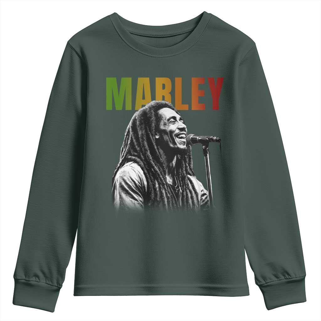 Vintage Marley Youth Sweatshirt Rastaman Jamaica Jamaican Rasta Reggage Music TS10 Dark Forest Green Print Your Wear