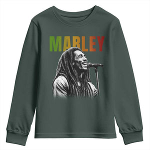 Vintage Marley Youth Sweatshirt Rastaman Jamaica Jamaican Rasta Reggage Music TS10 Dark Forest Green Print Your Wear