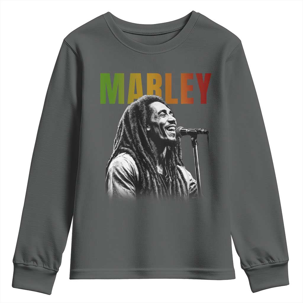 Vintage Marley Youth Sweatshirt Rastaman Jamaica Jamaican Rasta Reggage Music TS10 Dark Heather Print Your Wear