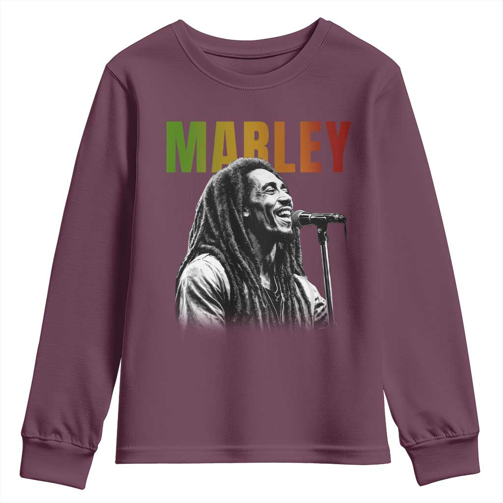 Vintage Marley Youth Sweatshirt Rastaman Jamaica Jamaican Rasta Reggage Music TS10 Maroon Print Your Wear