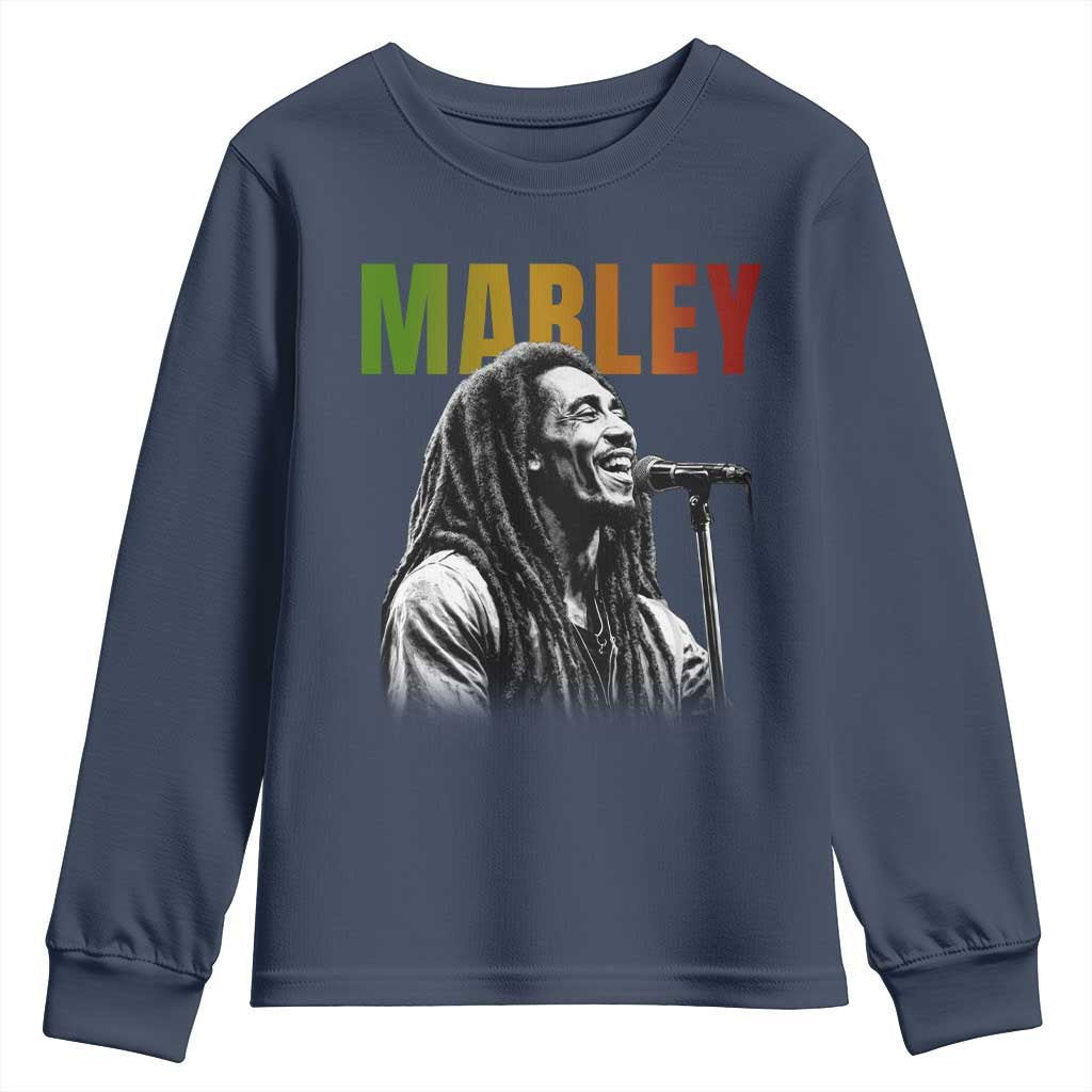 Vintage Marley Youth Sweatshirt Rastaman Jamaica Jamaican Rasta Reggage Music TS10 Navy Print Your Wear