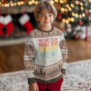 Retro Cat Lovers Ugly Christmas Sweater You Cant Tell Me What To Do Youre Not My Cat Paw Print TS10 Mocha Mousse Print Your Wear
