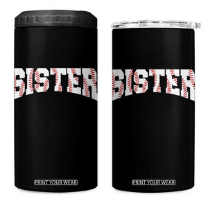 Baseball Sister 4 in 1 Can Cooler Tumbler Retro Varsity Baseball Season Family TS10 One Size: 16 oz Black Print Your Wear