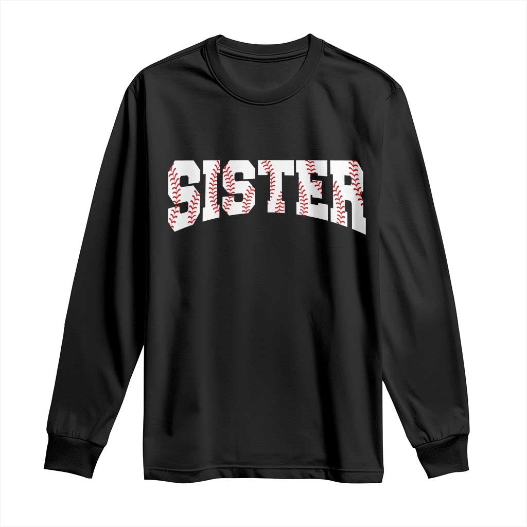 Baseball Sister Long Sleeve Shirt Retro Varsity Baseball Season Family TS10 Black Print Your Wear