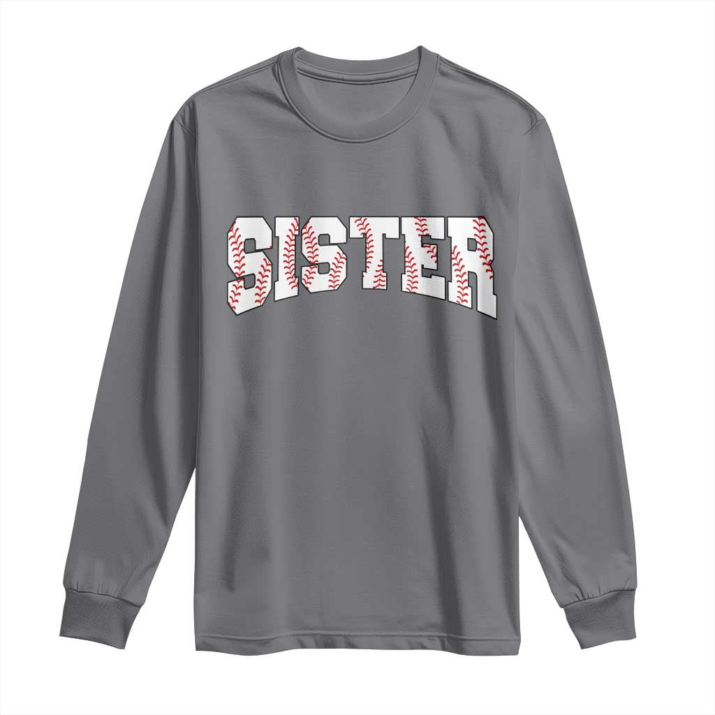 Baseball Sister Long Sleeve Shirt Retro Varsity Baseball Season Family TS10 Charcoal Print Your Wear