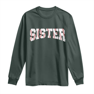 Baseball Sister Long Sleeve Shirt Retro Varsity Baseball Season Family TS10 Dark Forest Green Print Your Wear
