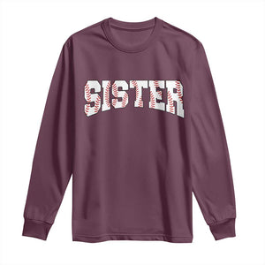 Baseball Sister Long Sleeve Shirt Retro Varsity Baseball Season Family TS10 Maroon Print Your Wear