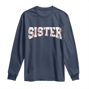 Baseball Sister Long Sleeve Shirt Retro Varsity Baseball Season Family TS10 Navy Print Your Wear