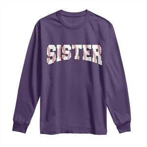 Baseball Sister Long Sleeve Shirt Retro Varsity Baseball Season Family TS10 Purple Print Your Wear
