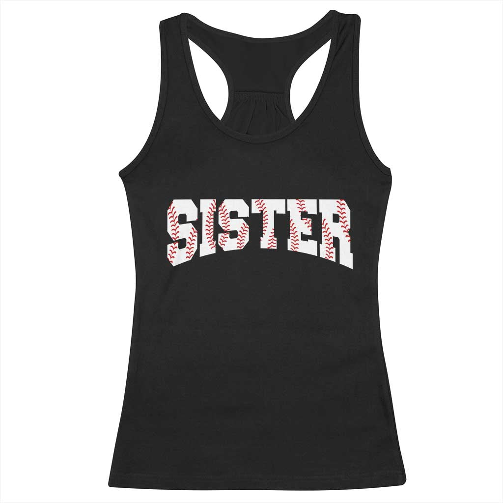Baseball Sister Racerback Tank Top Retro Varsity Baseball Season Family TS10 Black Print Your Wear