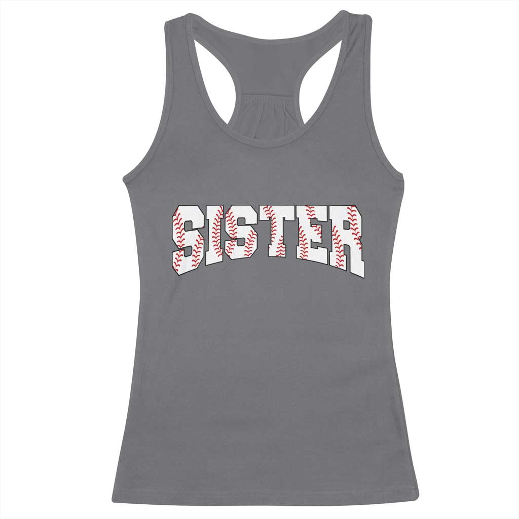 Baseball Sister Racerback Tank Top Retro Varsity Baseball Season Family TS10 Charcoal Print Your Wear