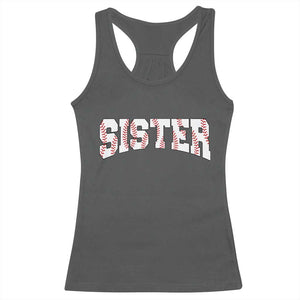 Baseball Sister Racerback Tank Top Retro Varsity Baseball Season Family TS10 Dark Heather Print Your Wear