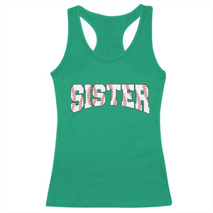Baseball Sister Racerback Tank Top Retro Varsity Baseball Season Family TS10 Irish Green Print Your Wear