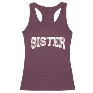 Baseball Sister Racerback Tank Top Retro Varsity Baseball Season Family TS10 Maroon Print Your Wear