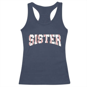 Baseball Sister Racerback Tank Top Retro Varsity Baseball Season Family TS10 Navy Print Your Wear