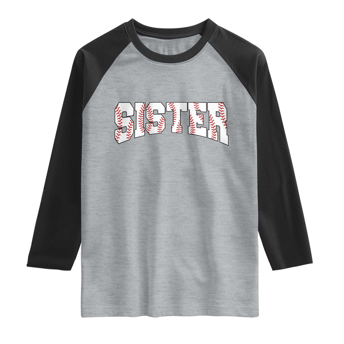 Baseball Sister Raglan Shirt Retro Varsity Baseball Season Family TS10 Heather Gray Black Print Your Wear