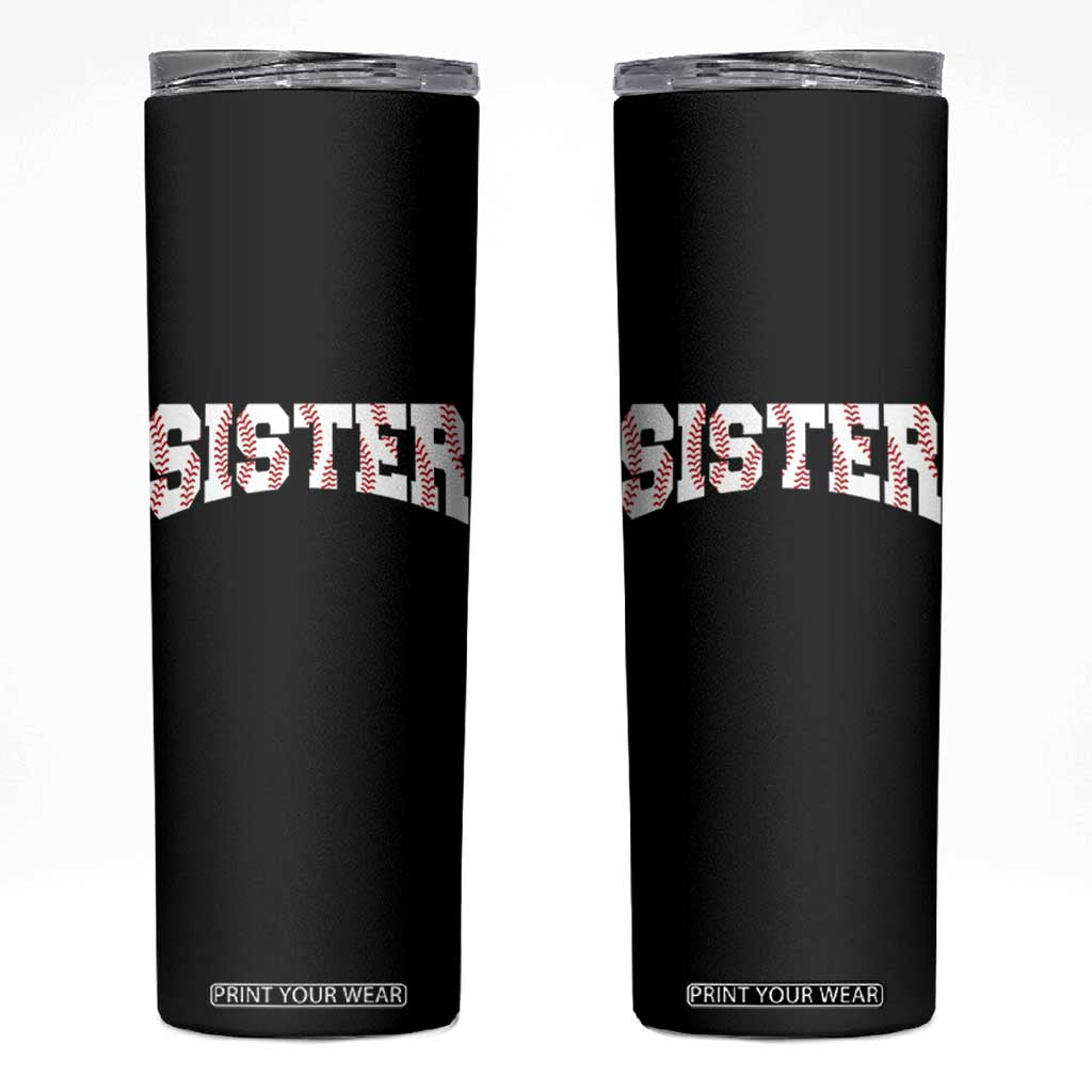 Baseball Sister Skinny Tumbler Retro Varsity Baseball Season Family TS10 Black Print Your Wear