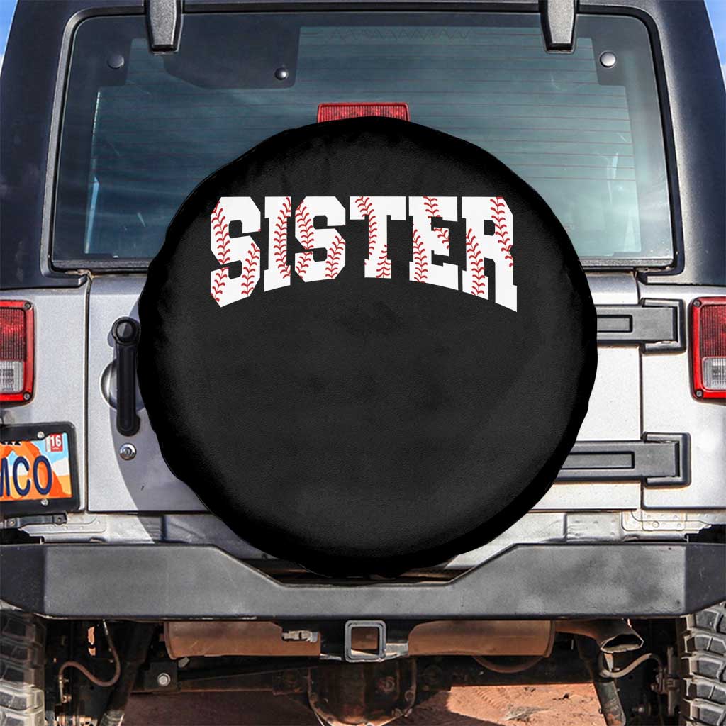 Baseball Sister Spare Tire Cover Retro Varsity Baseball Season Family TS10 No hole Black Print Your Wear