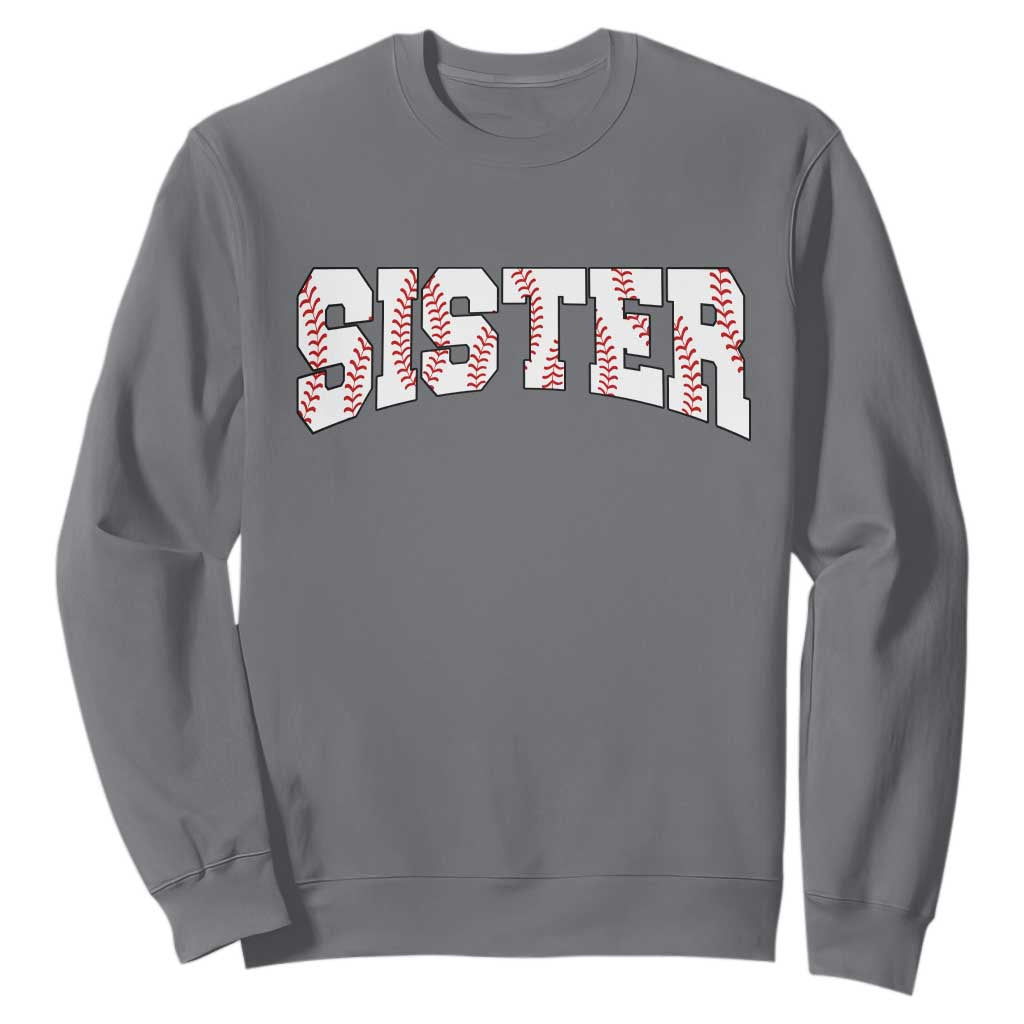 Baseball Sister Sweatshirt Retro Varsity Baseball Season Family TS10 Charcoal Print Your Wear