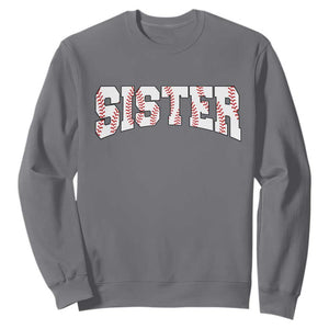 Baseball Sister Sweatshirt Retro Varsity Baseball Season Family TS10 Charcoal Print Your Wear