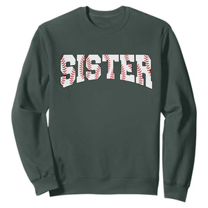Baseball Sister Sweatshirt Retro Varsity Baseball Season Family TS10 Dark Forest Green Print Your Wear