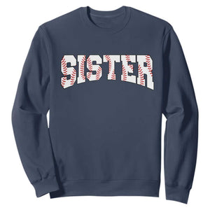 Baseball Sister Sweatshirt Retro Varsity Baseball Season Family TS10 Navy Print Your Wear